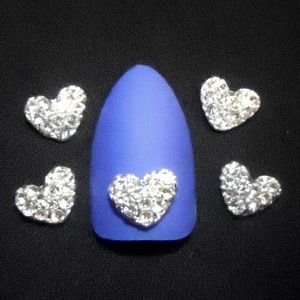 Crystal Rhinestone Heart Nail Decals Silver Bling